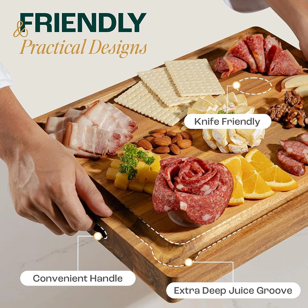 Yes4All Acacia Wood Cutting Board, 17" x 13" x 1.5"