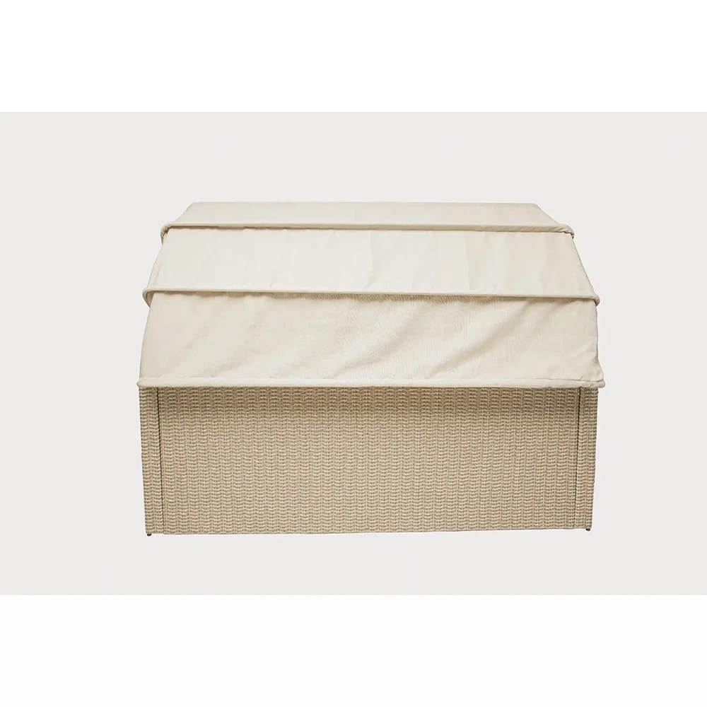 Deko Living Outdoor Wicker Patio Sofa with Canopy and Ottoman Set, Beige