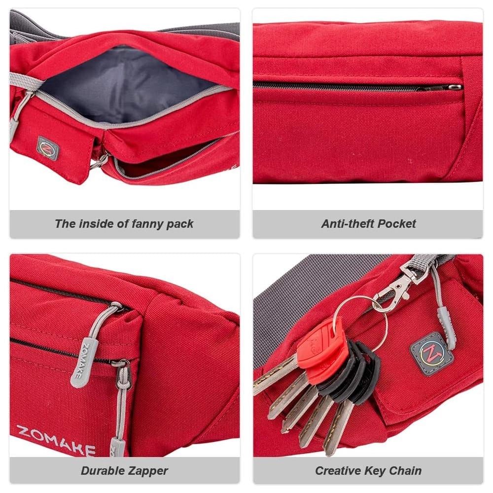 ZOMAKE Small Crossbody Fanny Pack, Red
