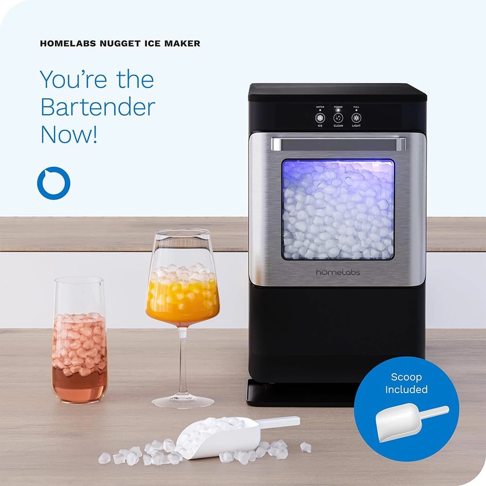 hOmeLabs Countertop Nugget Ice Maker, Gray/Black