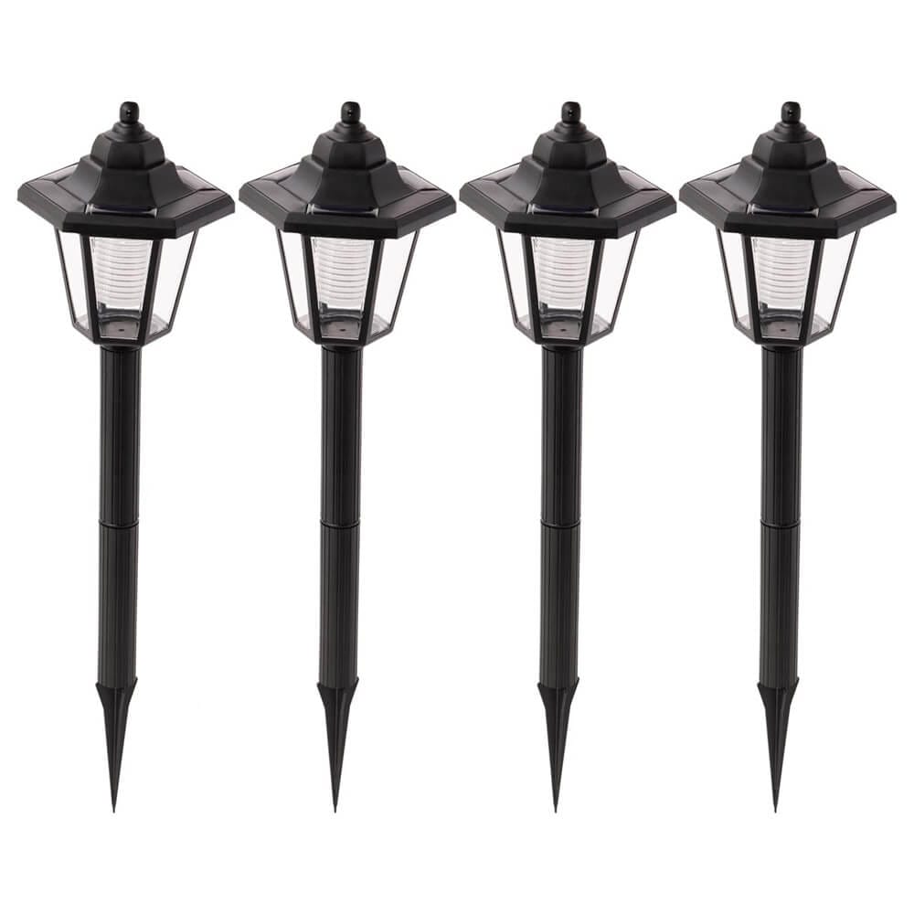 Laurel Canyon Classical Solar Pathway Lights, 4-Pack, Black