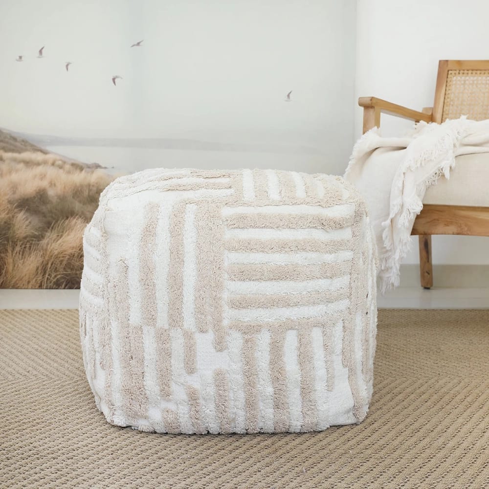LR Home Cube Pouf, Beige