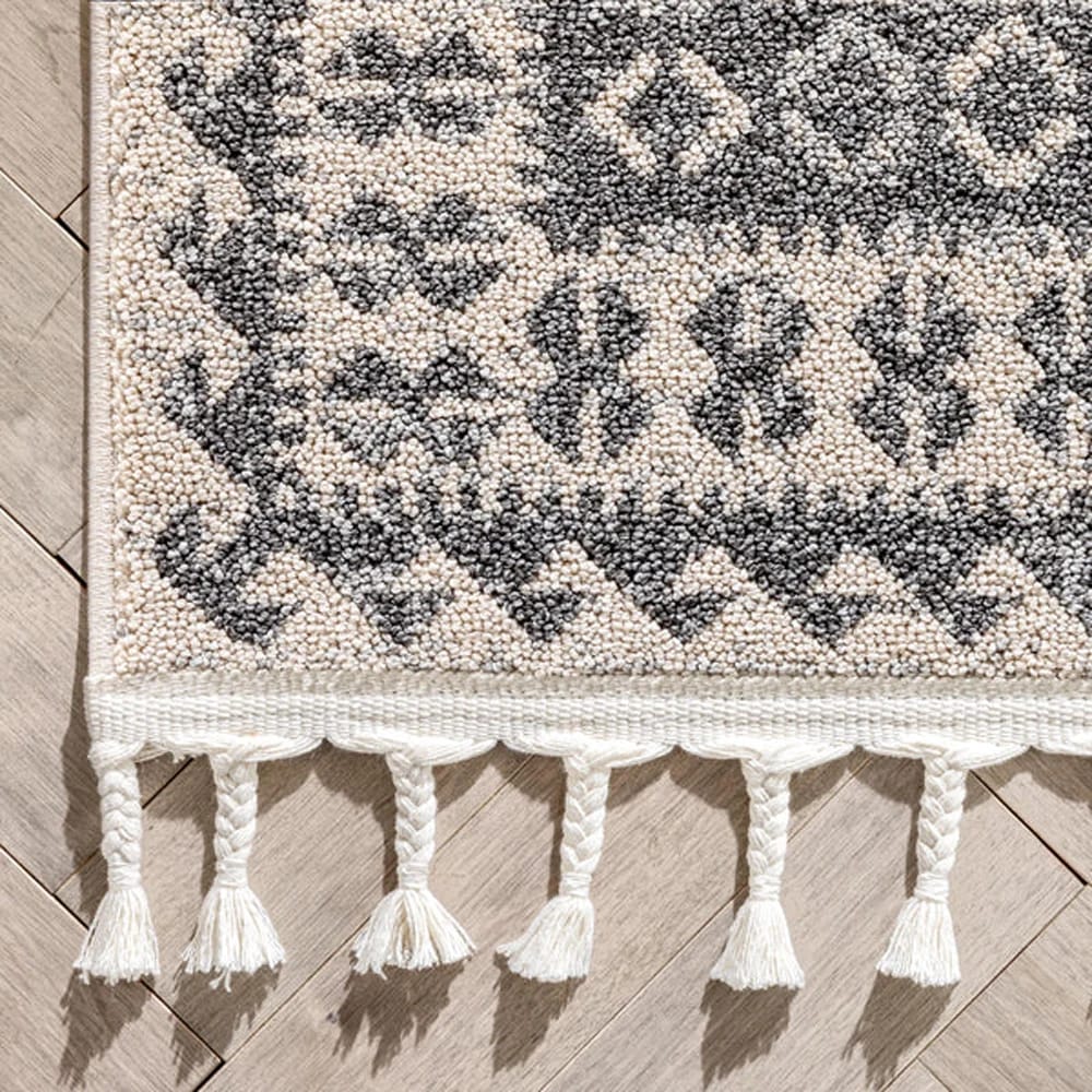 Well Woven 7'10" x 10'6" Loop-De-Loop Callista Tribal Trellis Pattern Kilim Style Area Rug, Gray/Ivory