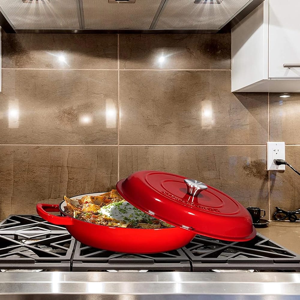 Bruntmor 3-Piece Cast Iron Enameled Cookware Set, Red