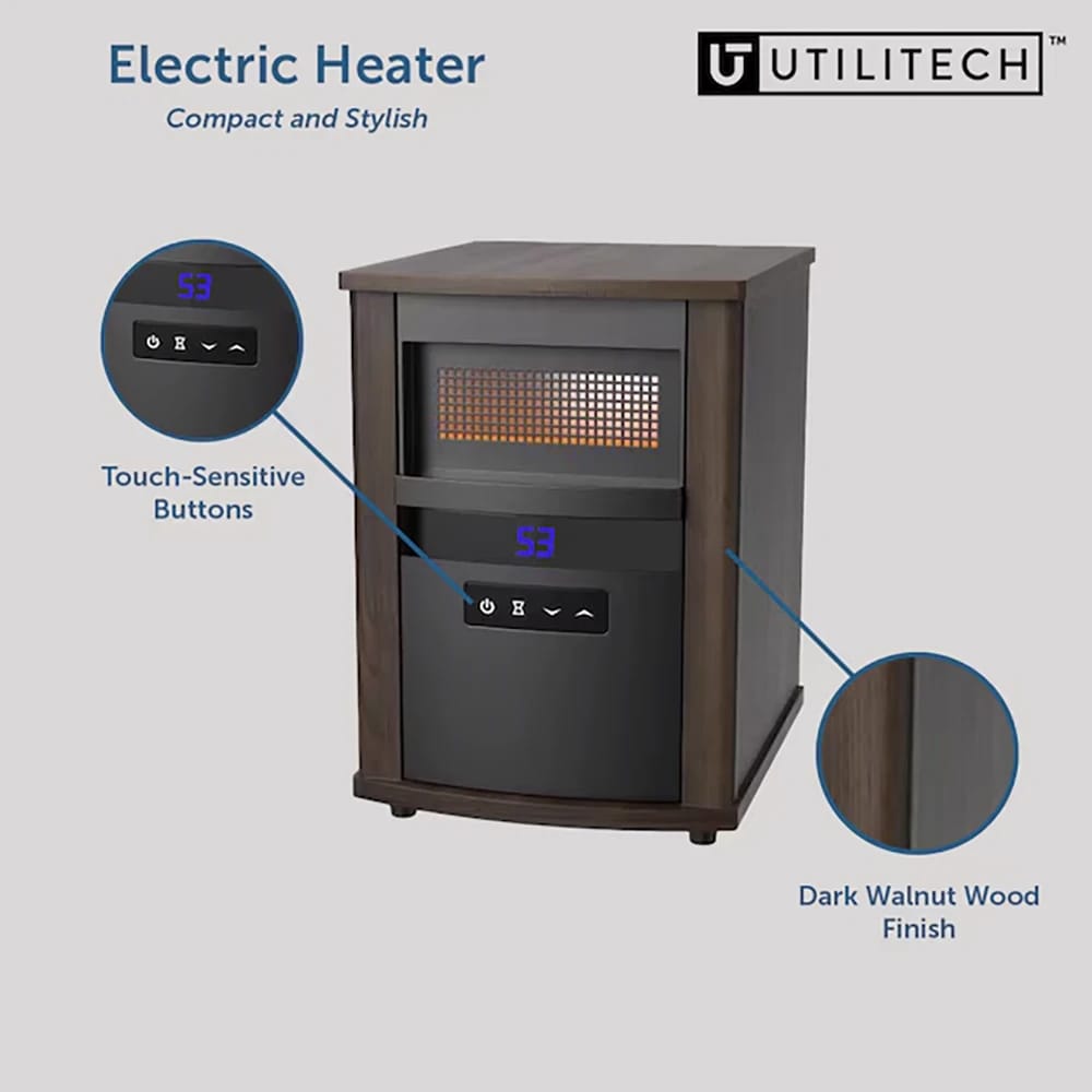 Utilitech Infrared Quartz Cabinet Indoor Electric Space Heater with Adjustable Thermostat