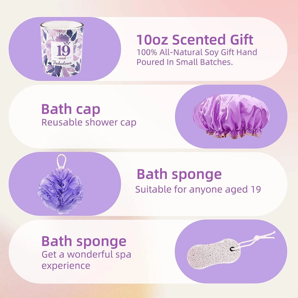 19th Birthday Tumbler Gift Set, Purple
