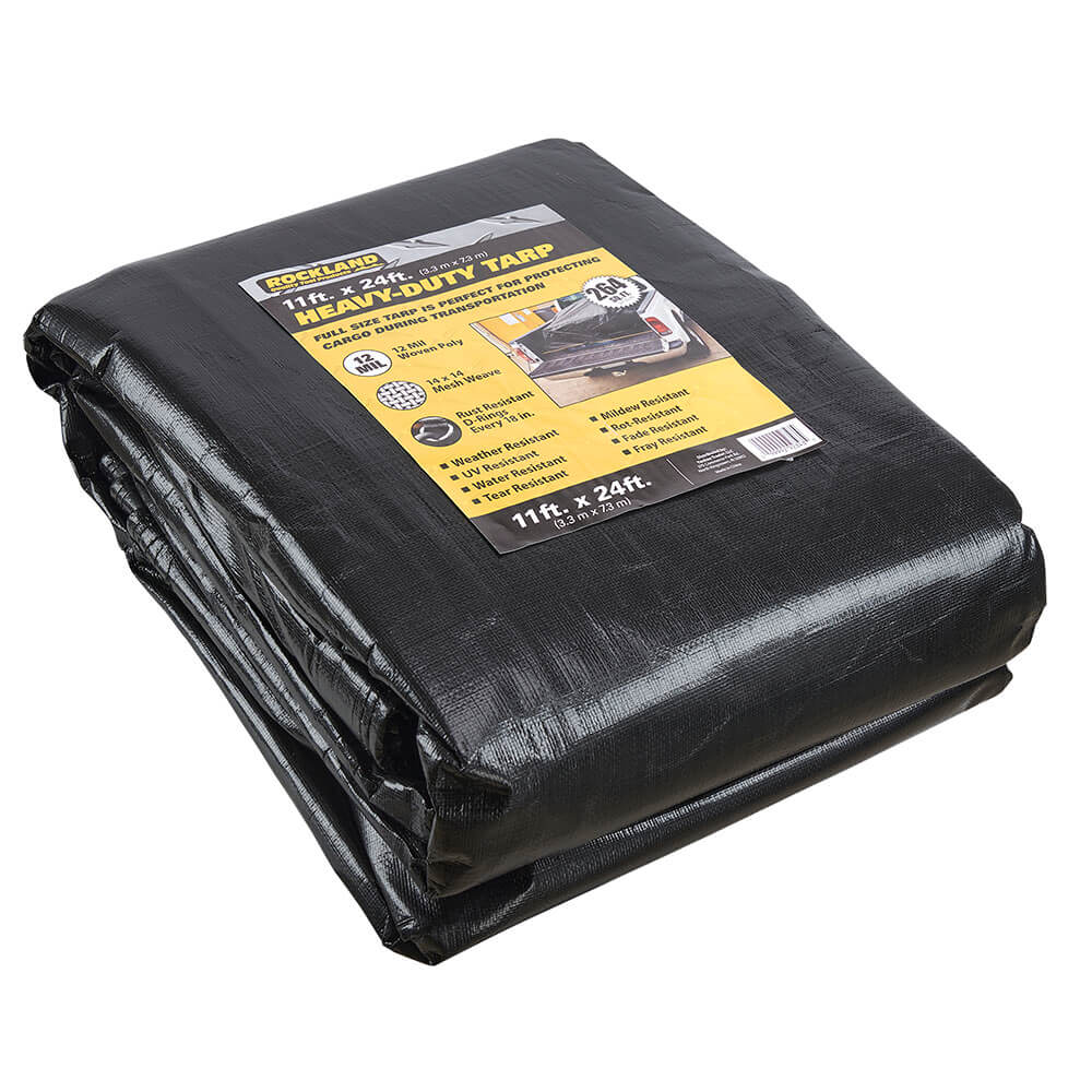 Rockland 11' x 24' Heavy-Duty 12 mil Polyethylene Truck Tarp, Black