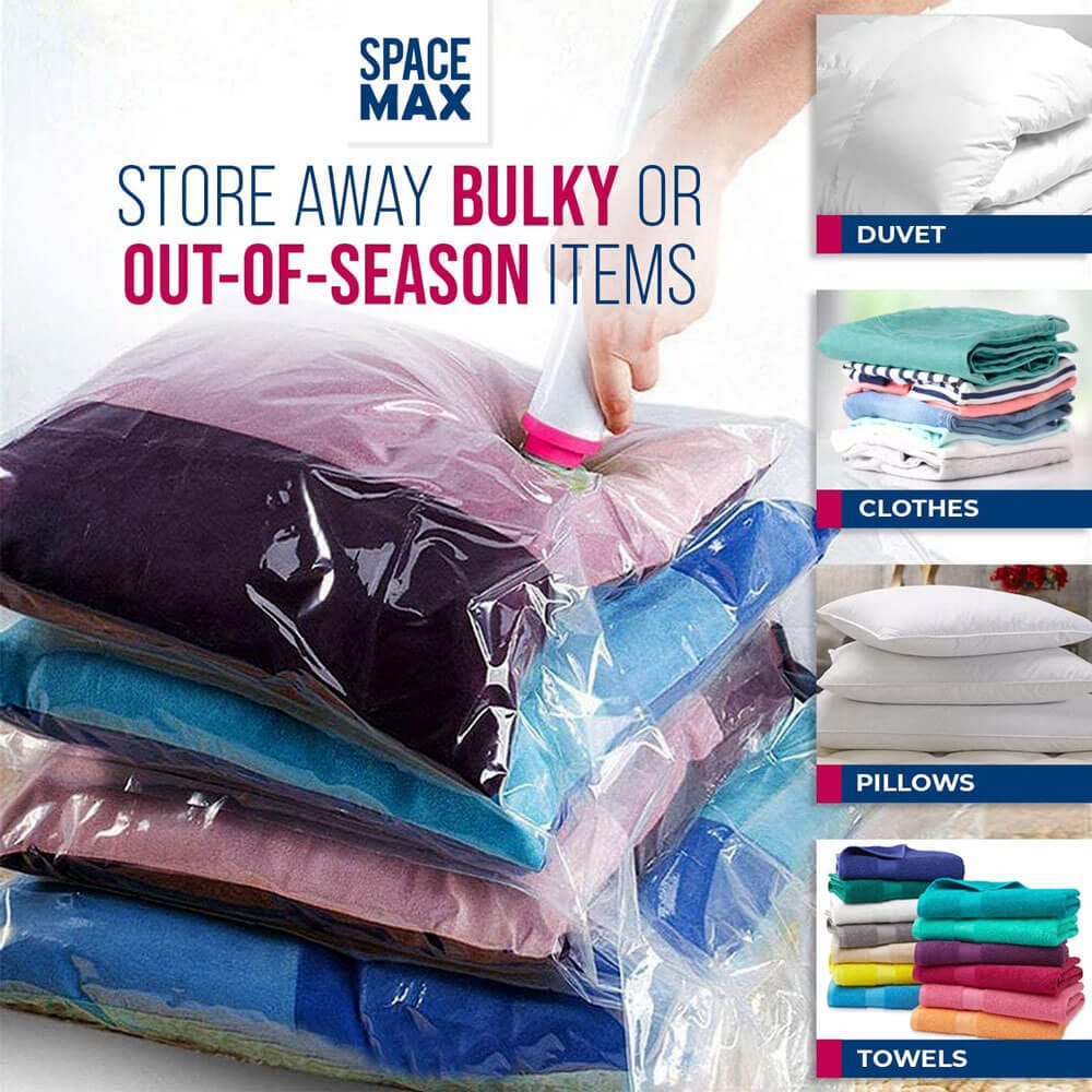 SPACE MAX Premium Space Saver Vacuum Storage Bags, Large Size, 6-Pack