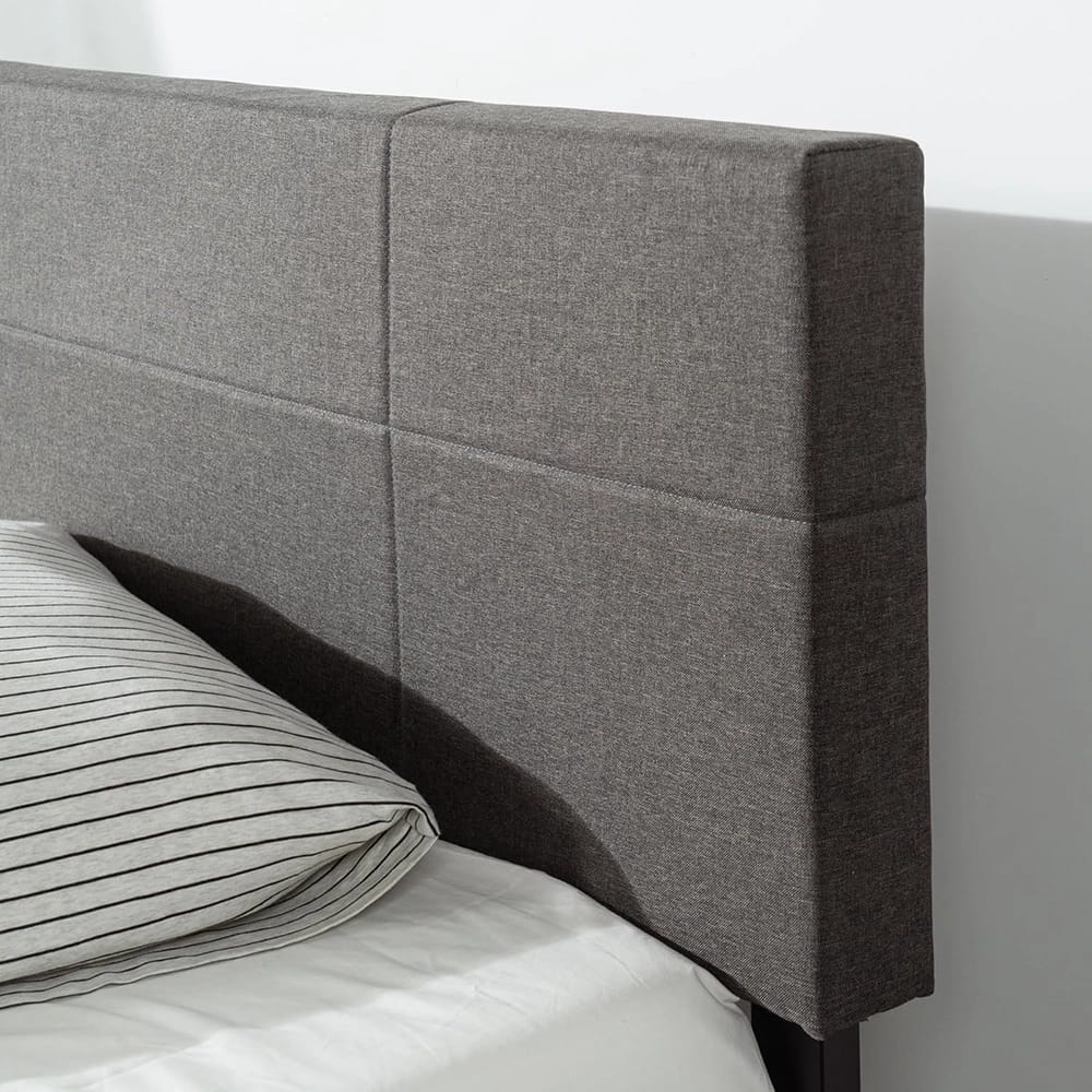 Zinus Denna Upholstered Bed Frame with Headboard, Dark Gray, Full