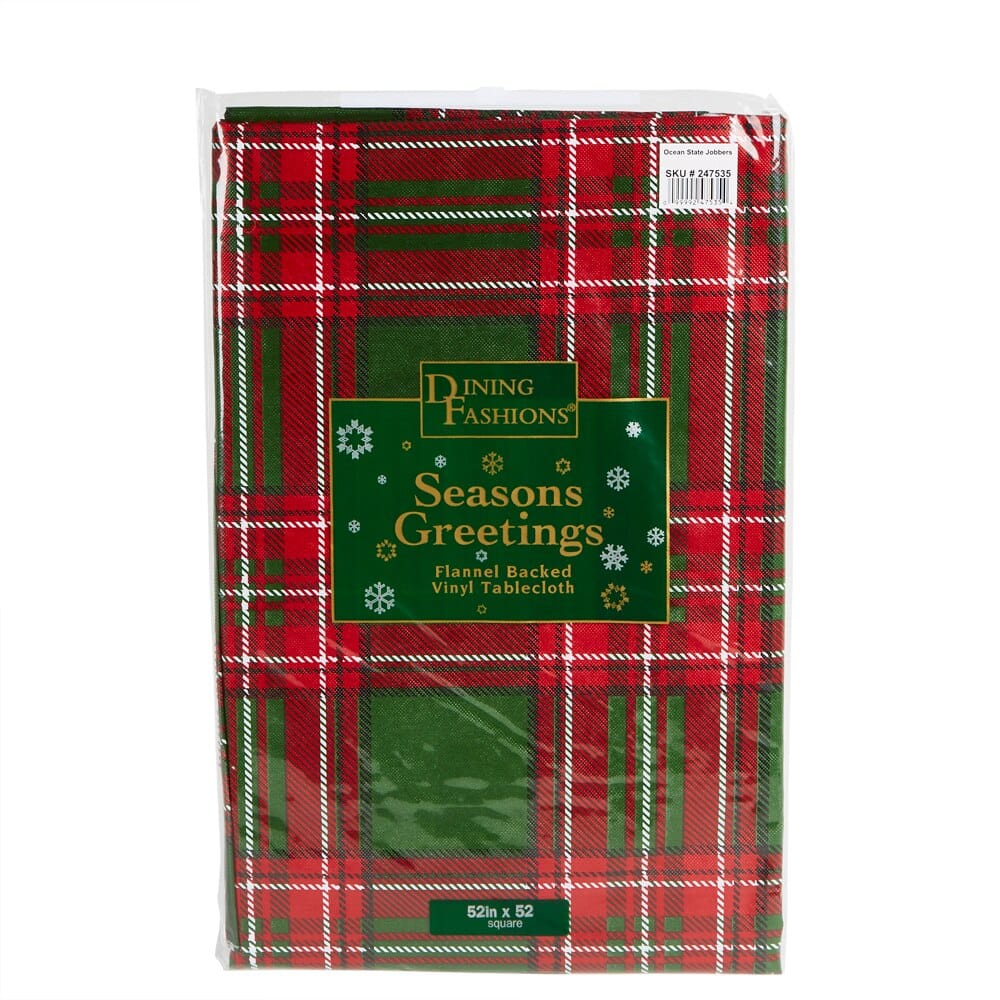 Seasons Greetings Vinyl Tablecloth with Flannel Backing