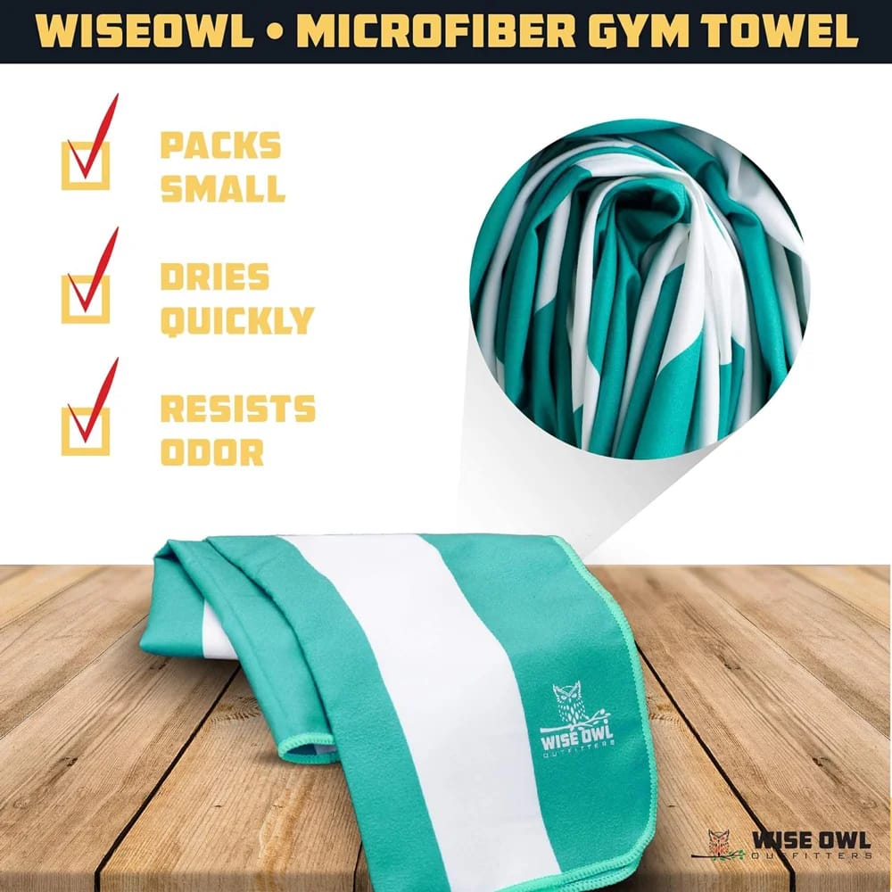 Wise Owl Outfitters Quick Dry Microfiber Towels, Green, 4 Pack