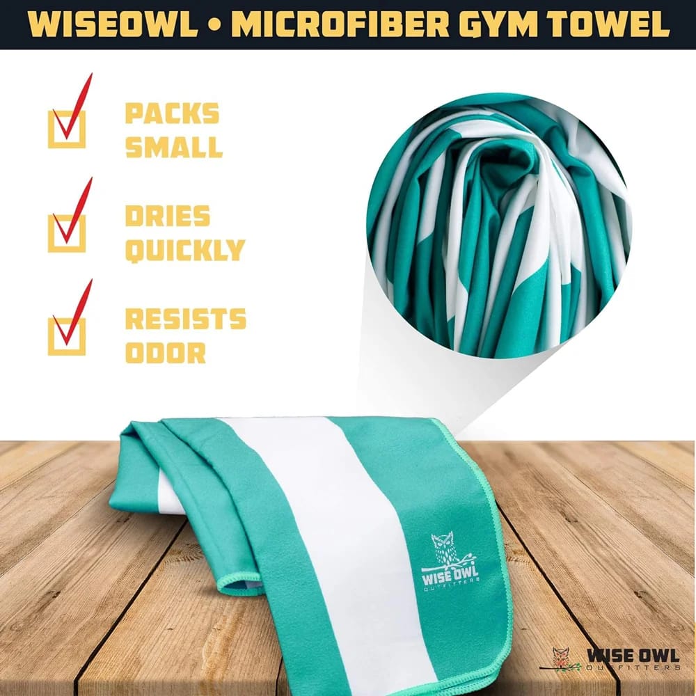 Wise Owl Outfitters Quick Dry Microfiber Towels, Green, 4 Pack