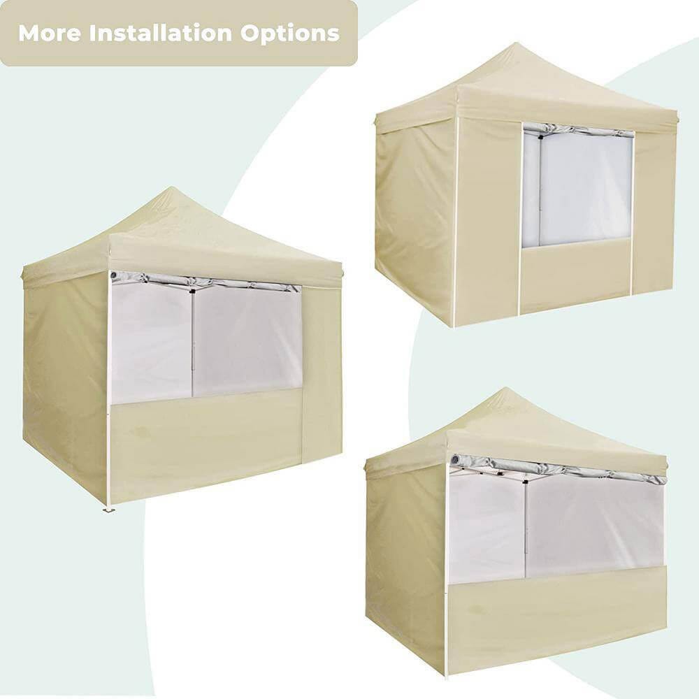 10' x 10' Pop-Up Canopy Tent with 5 Sidewalls, Beige