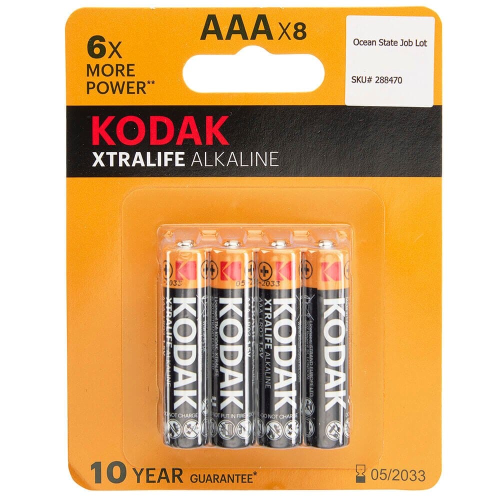 Kodak XtraLife Alkaline AAA Batteries,8 Count