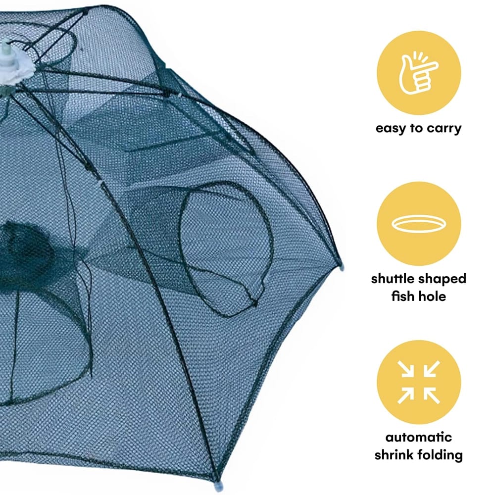 Noa Store Upgraded Fishing Bait Foldable Net Trap, Blue