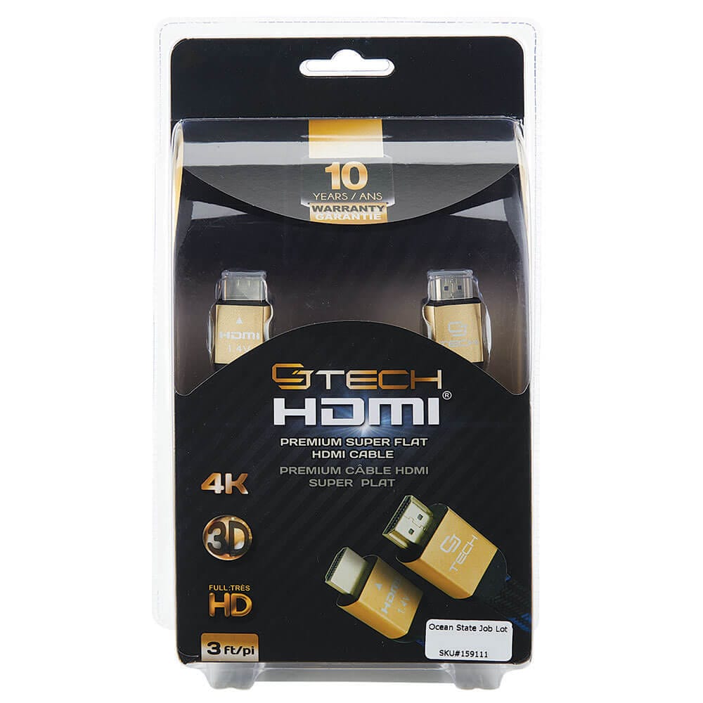 CJ Tech Premium Super Flat HDMI Cable, 3'