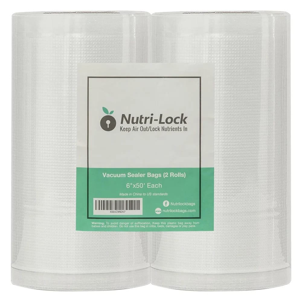 Nutri-Lock Vacuum Sealer Bag Rolls, Set of 2, 6" x 50'