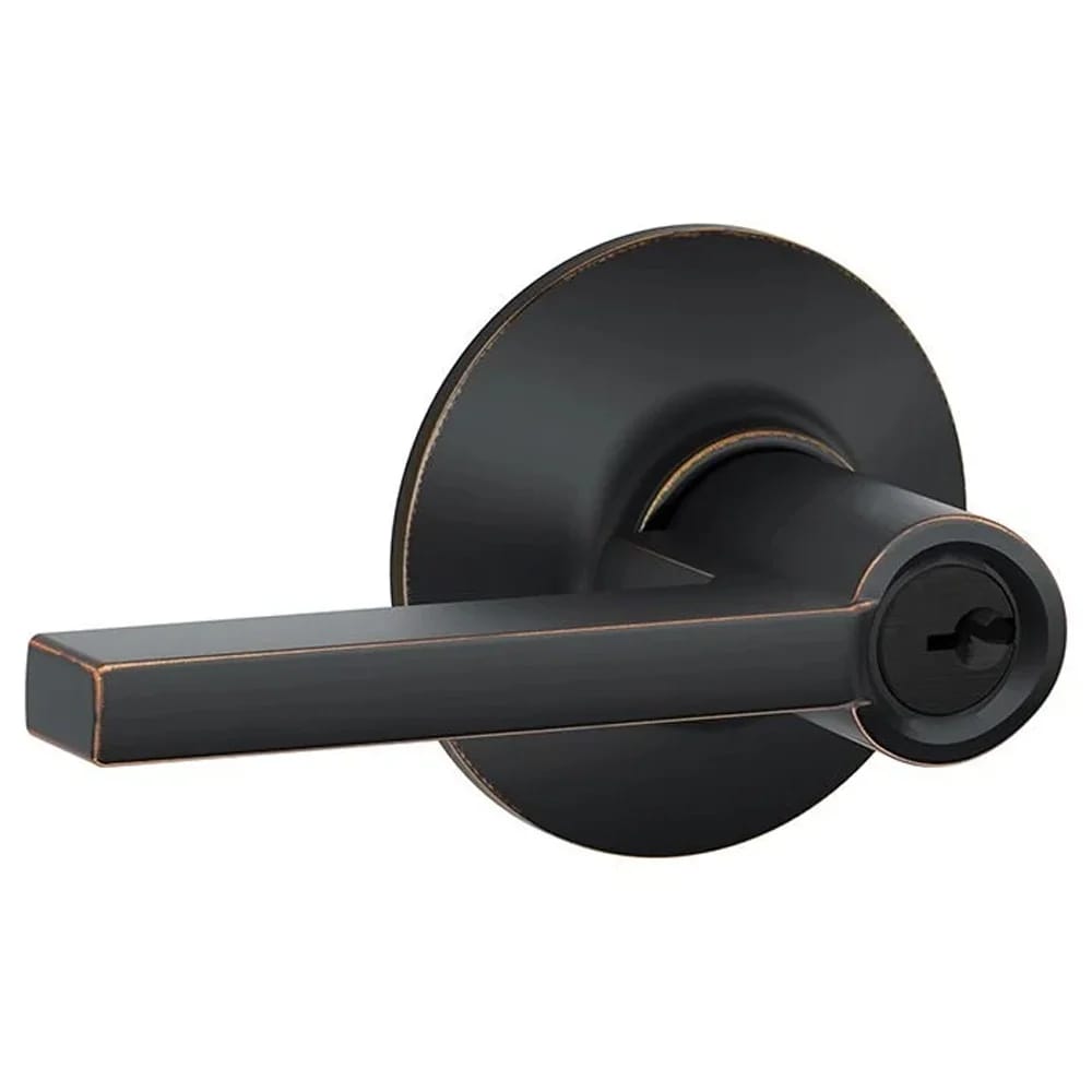 Schlage Latitude Storeroom Keyed Entry Door Lever, Aged Bronze
