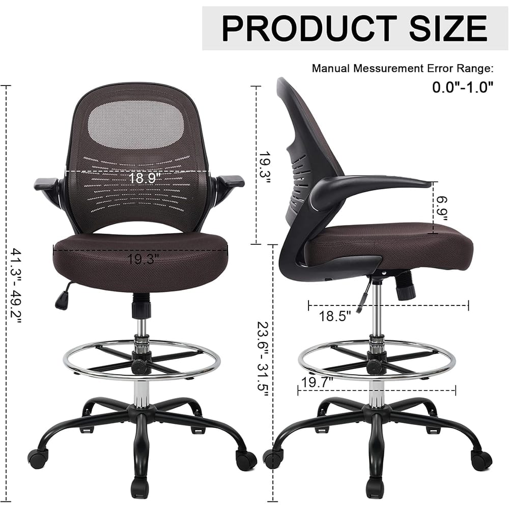 HYLONE Tall Drafting Chair, Brown