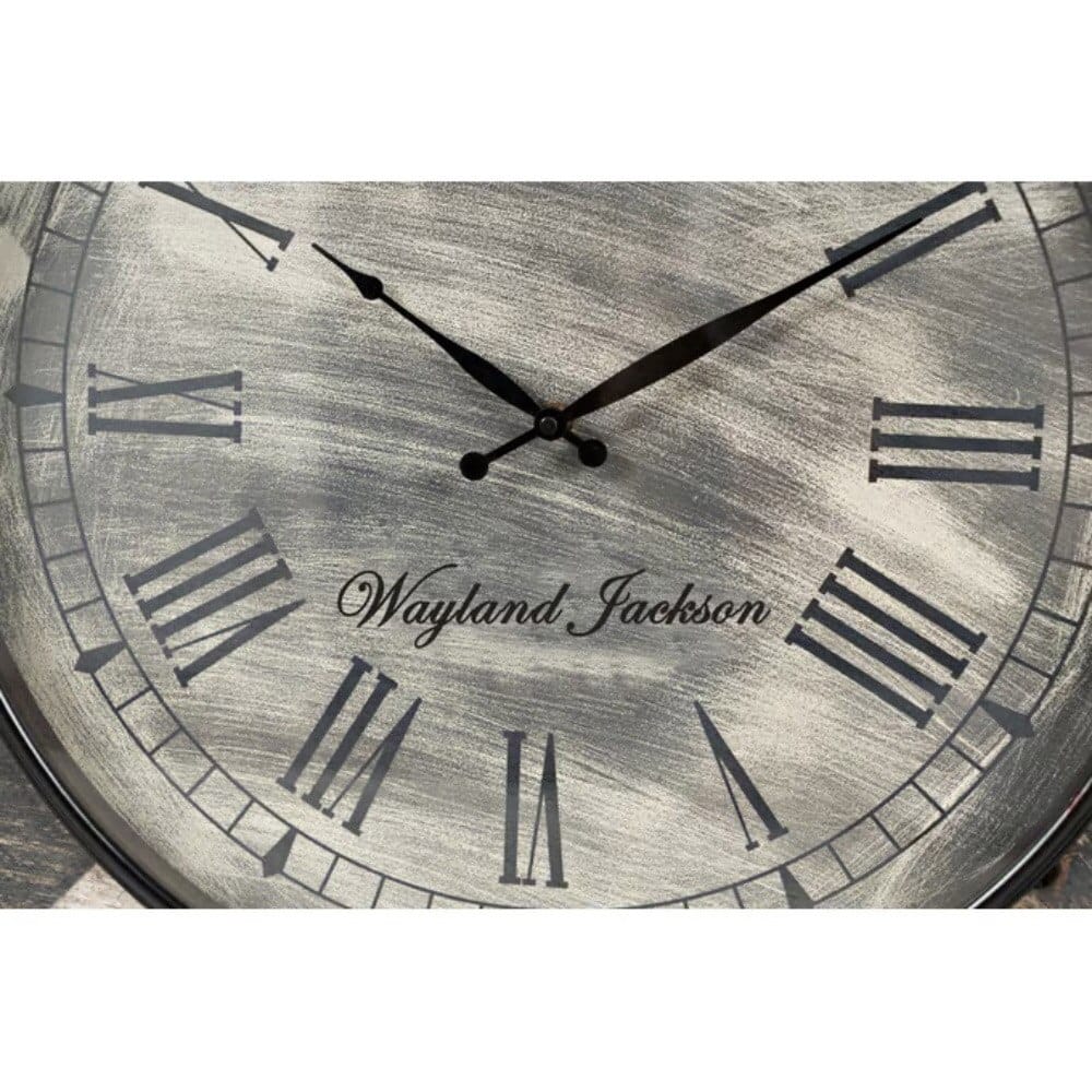 Jofran Furniture Wayland Jackson 24" Distressed Wood Wall Clock, White/Gray