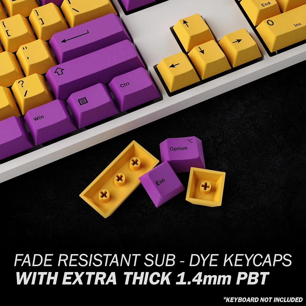 HK Gaming Custom Keycaps, Purple/Yellow