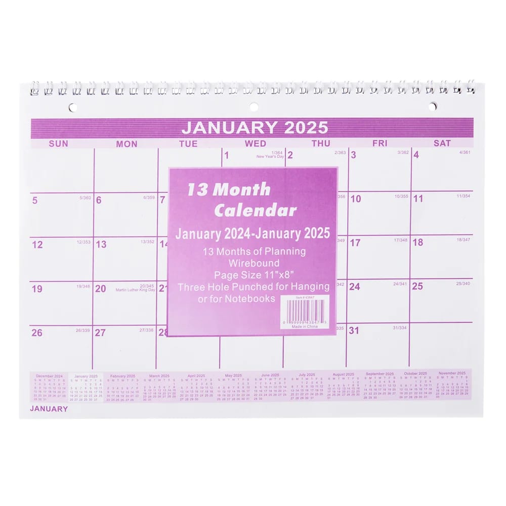 2025 13 Month Wall Calendar, 11"