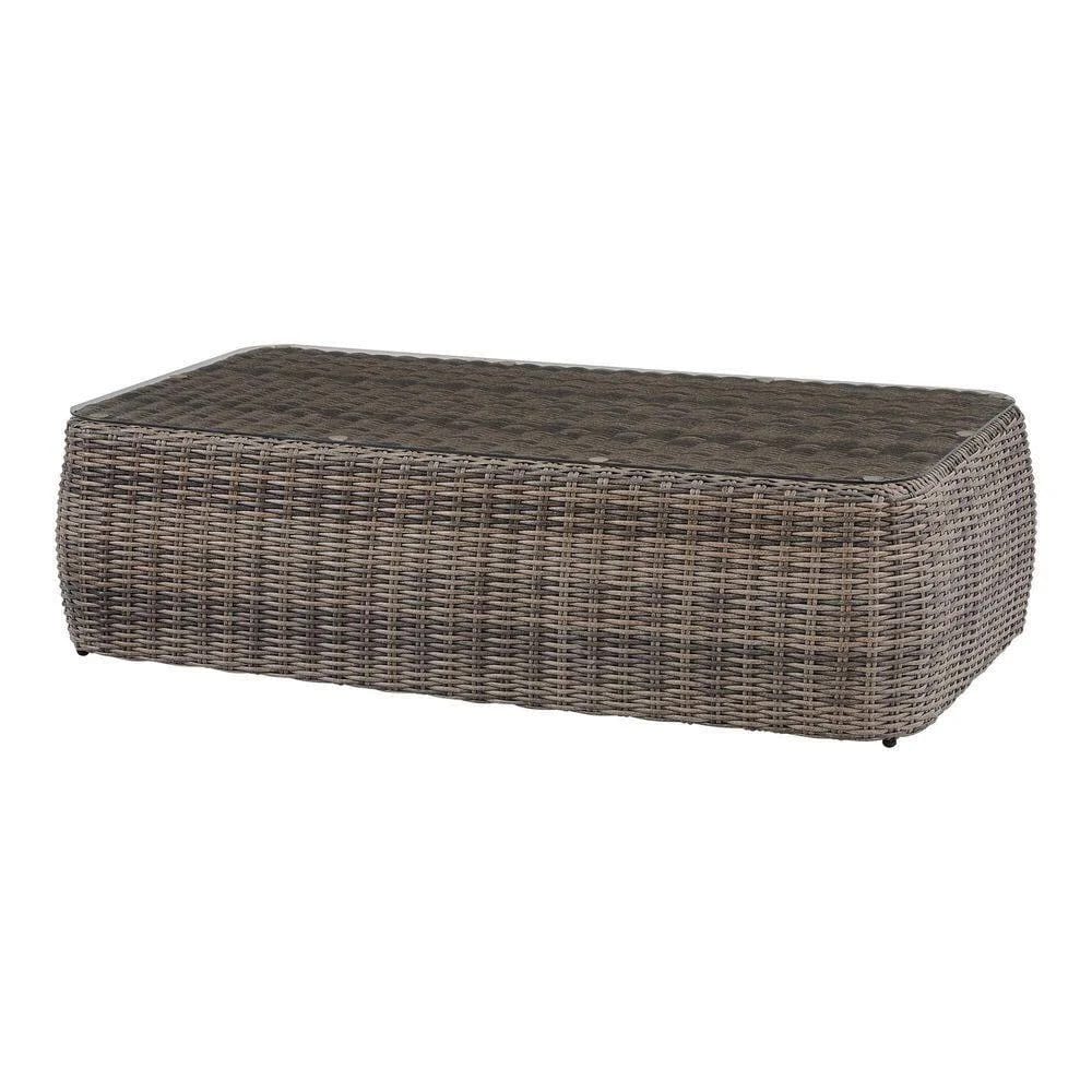 Home Decorators Collection Kings Ridge Rectangular Wicker and Reinforced Aluminum Outdoor Coffee Table, Brown