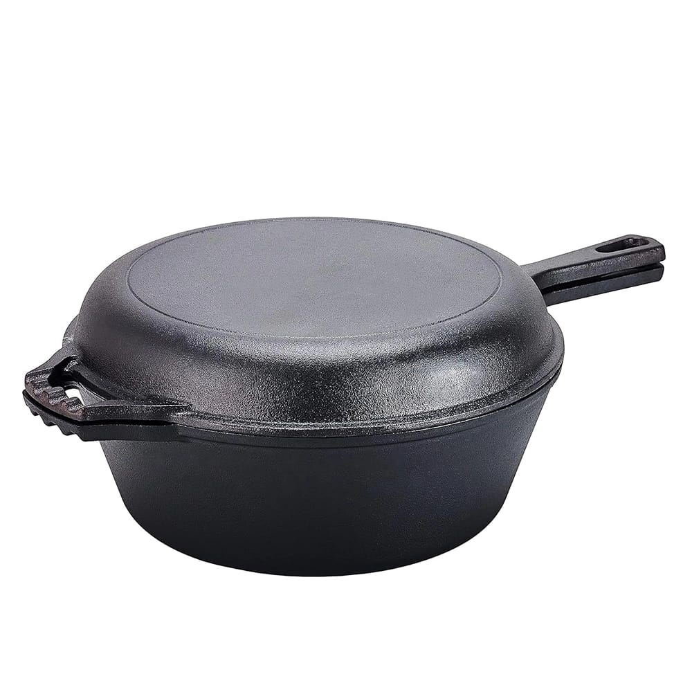 Bruntmor 2-in-1 5-Quart Pre-Seasoned Cast Iron Multi-Cooker