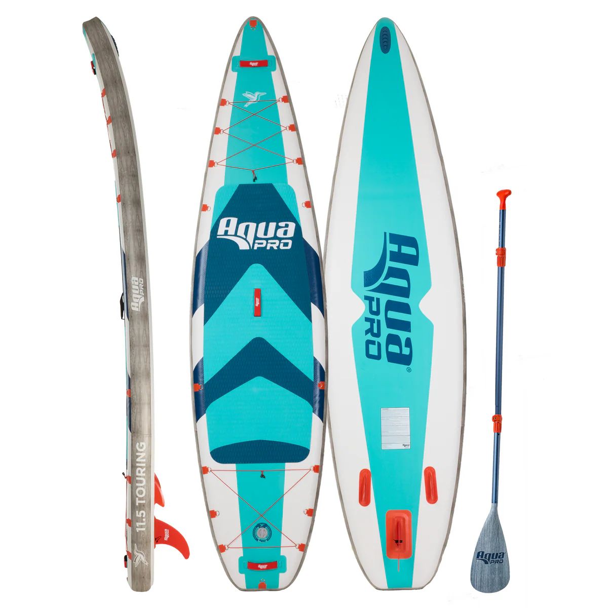 Aqua Pro 11'6 Halcyon Touring Inflatable Paddle Board with Backpack and Pump, Blue