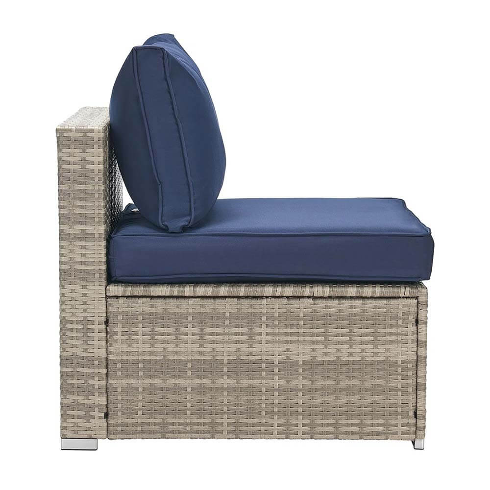 All-Weather 7-Piece Resin Wicker Patio Sectional, Navy/Gray