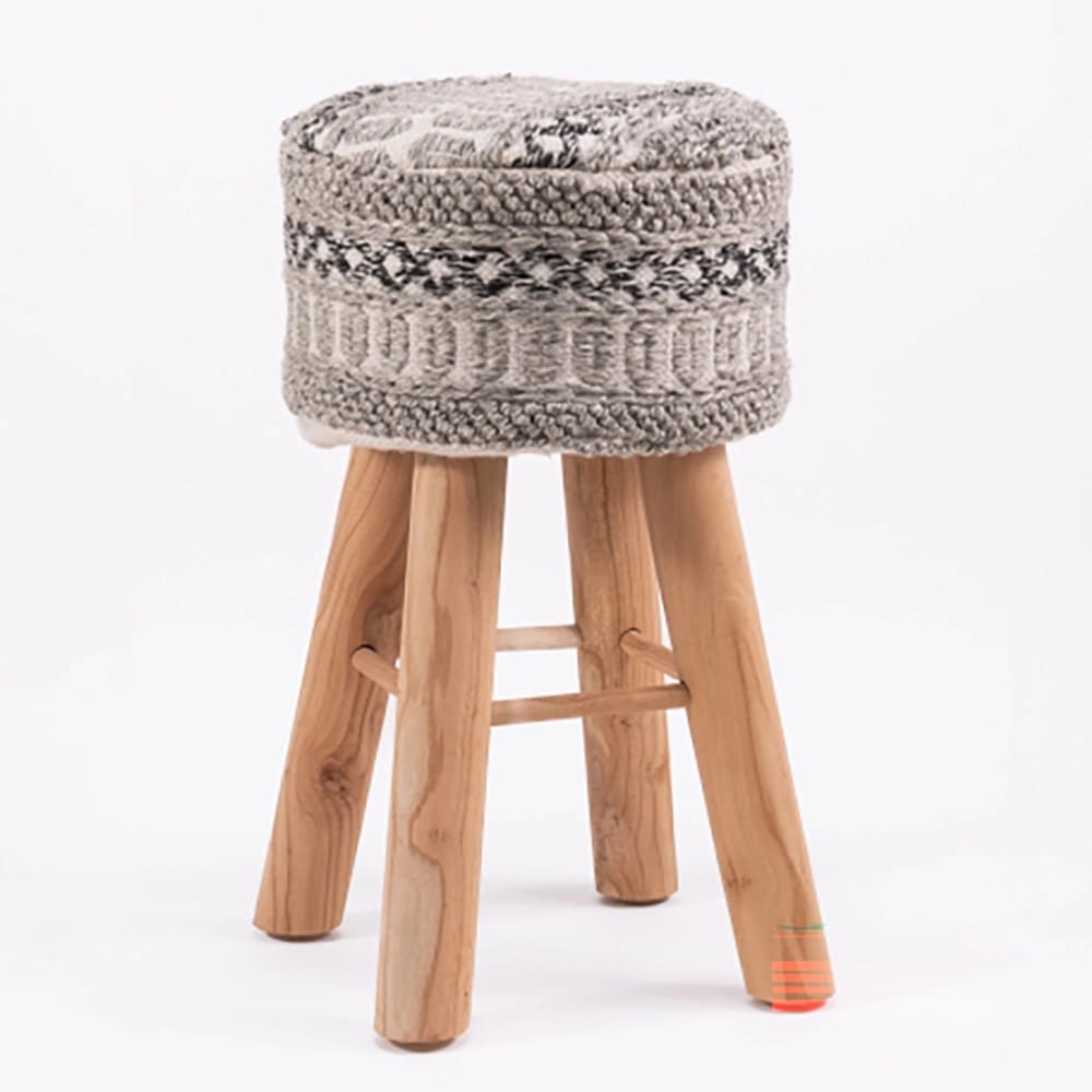 Albany Living 29" Upholstered Stool, Gray/White