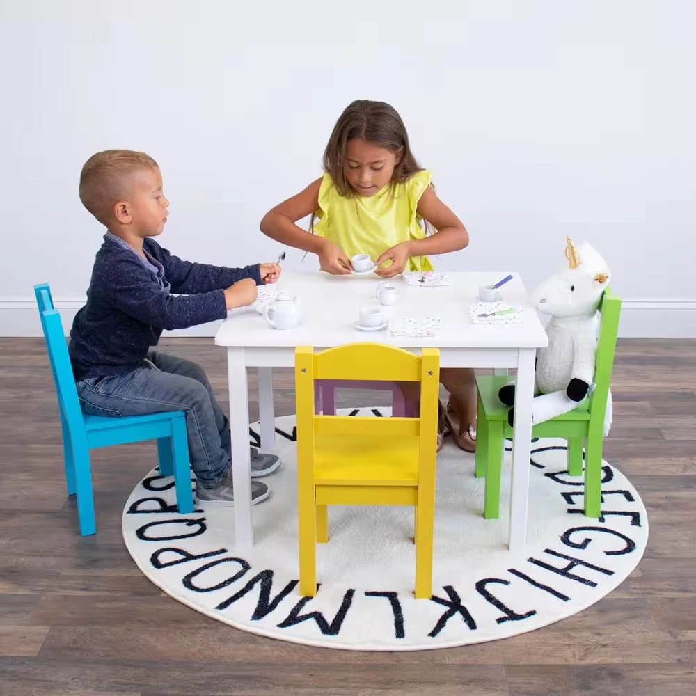 Humble Crew 5-Piece Kids Table and Chair Set, Pastel