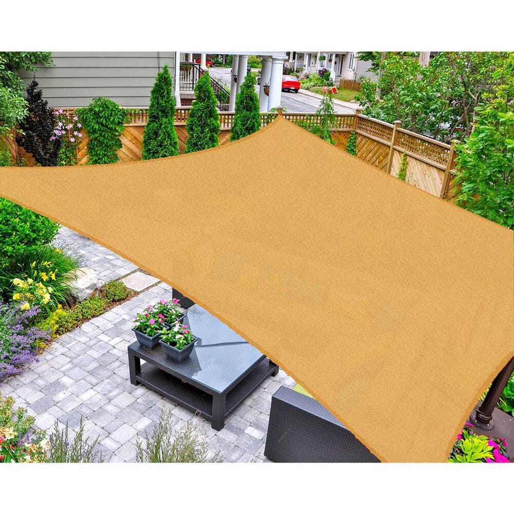 AsterOutdoor Rectangular Sun Shade Sail, 12' x 16', Sand