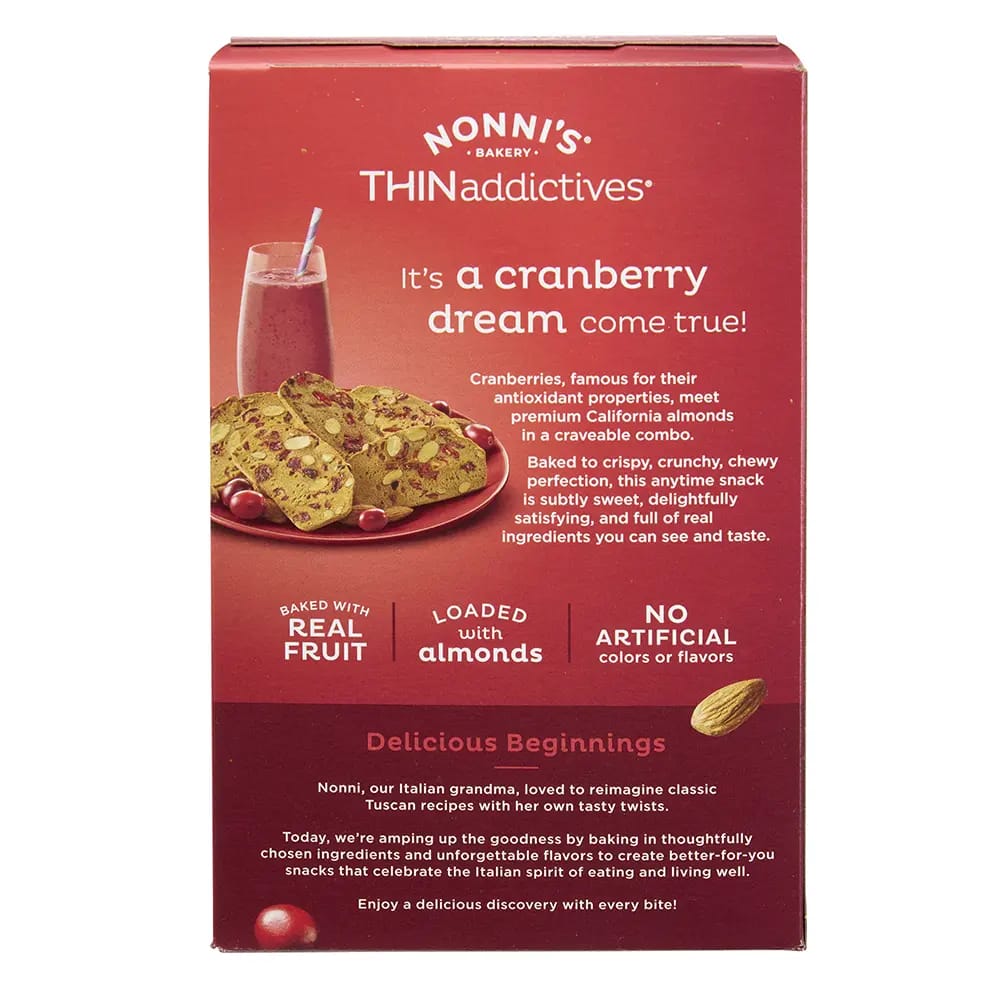 Nonni's THINaddictives Cranberry Almond Crips, 4.4 oz