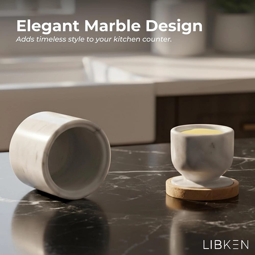 Libken French Butter Crock, Marble