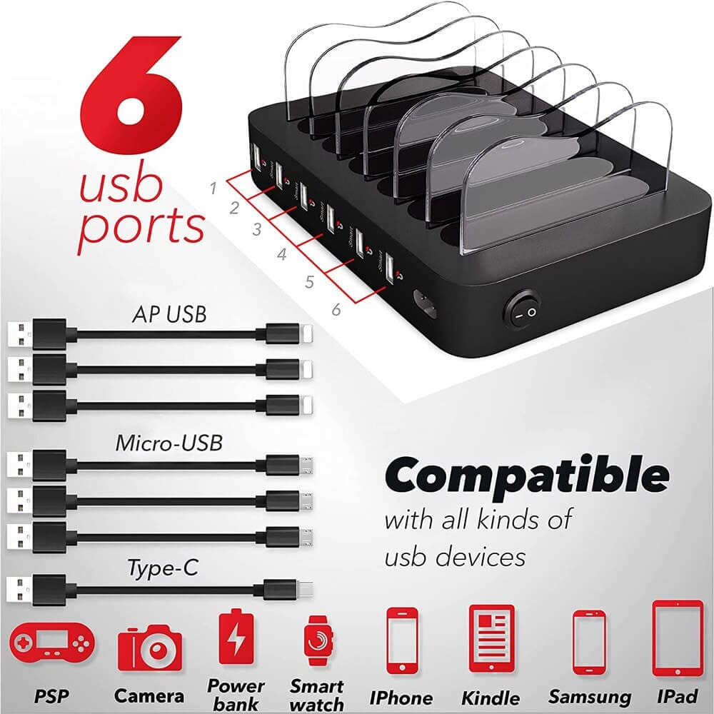 Poweroni 6-Port USB Charging Dock