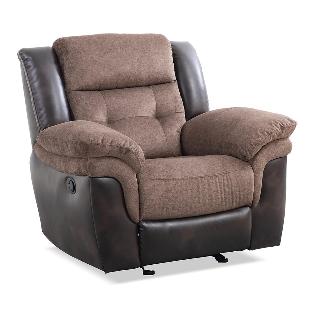 Two Tone Fabric Power Recliner Chair, Brown