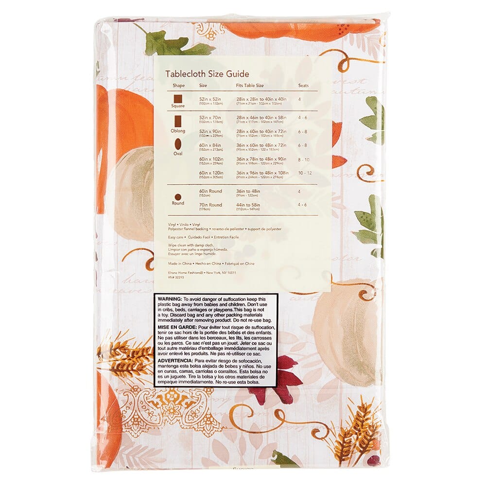 Bountiful Harvest Vinyl Tablecloth with Flannel Backing