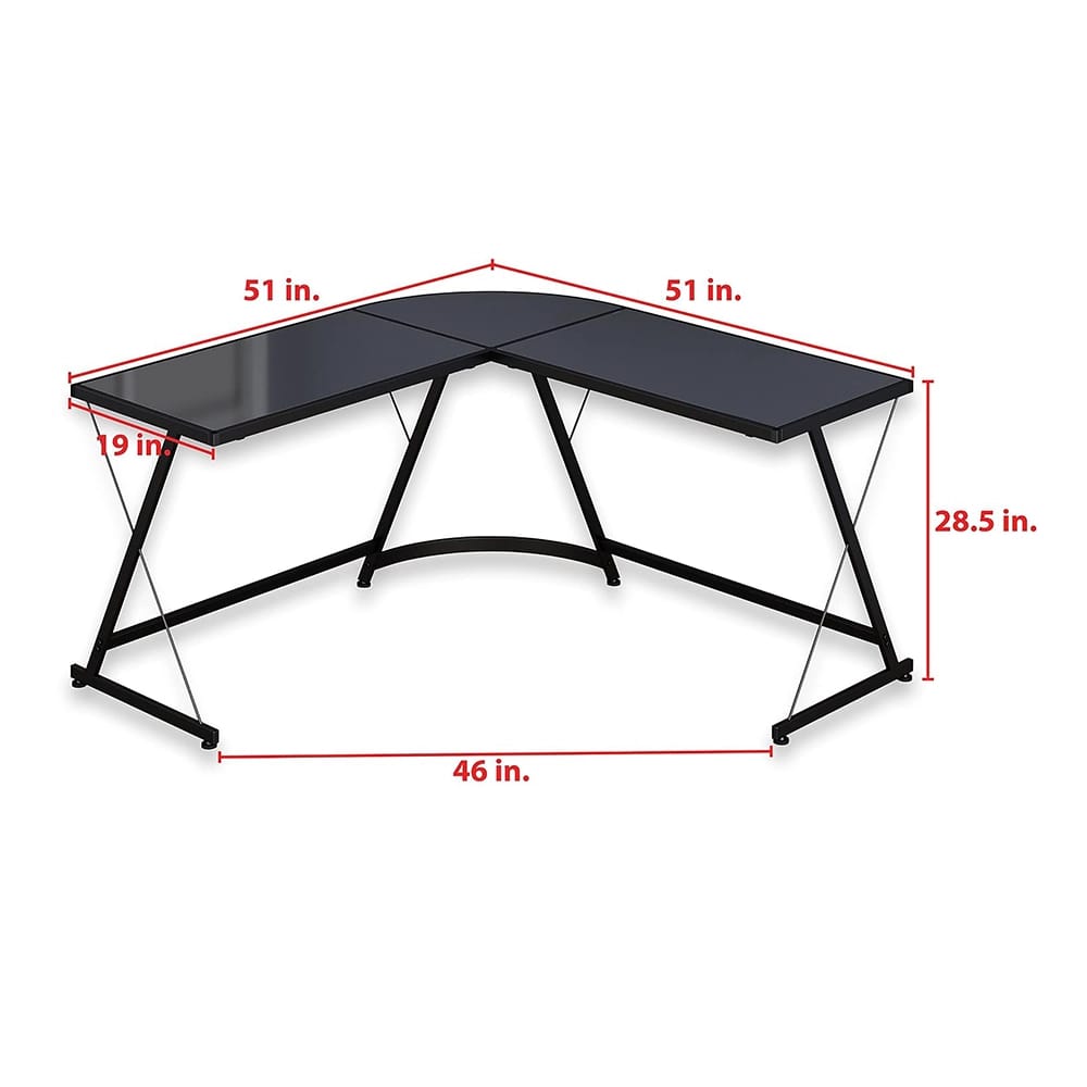 SHW Vista Corner L Desk, Nickel Silver