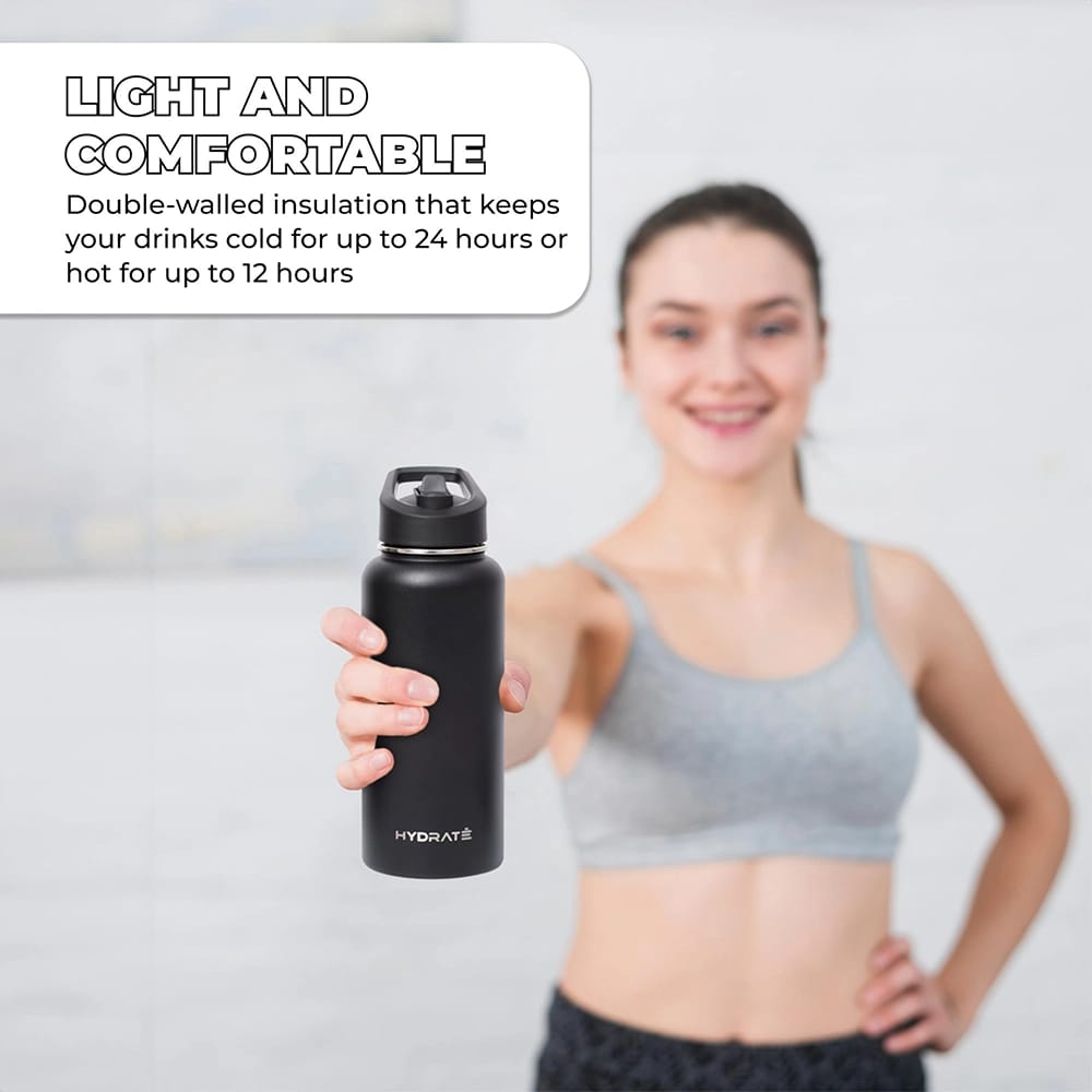 HYDRATE 32 oz Water Bottle, Black