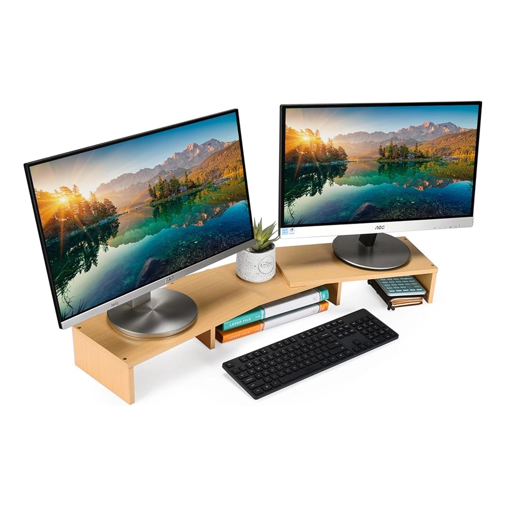 Prosumer's Choice Dual Monitor Riser, Light Wood, Set of 3