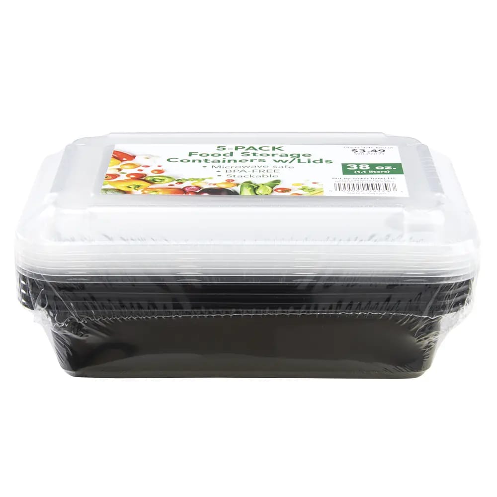 5-Pack Food Storage Containers with Lids, 38 oz