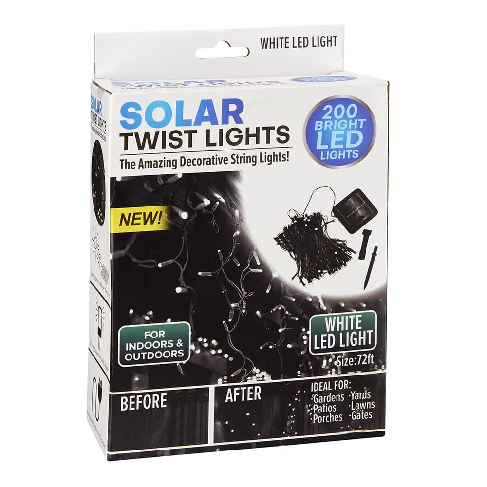 Solar Twist Lights, 200 Lights, 72'