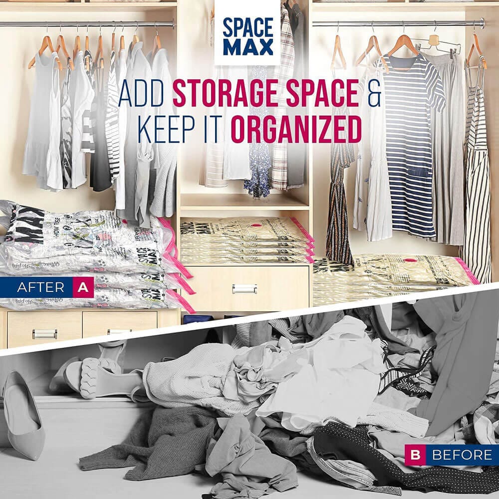 SPACE MAX Premium Space Saver Vacuum Storage Bags, Jumbo Size, 6-Pack