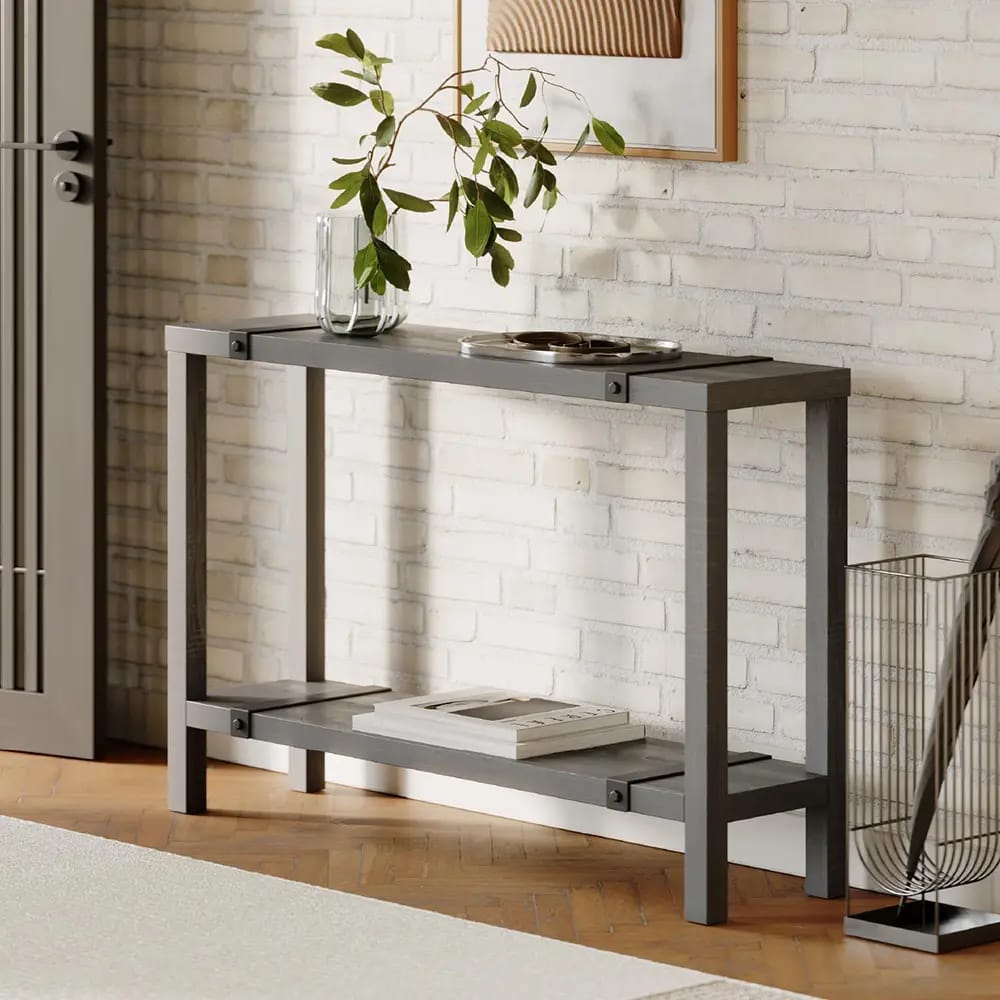 Stead Modern Farmhouse Entryway Table, Gray