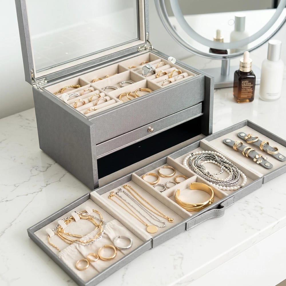Hives & Honey Emily Jewelry Box, Pewter