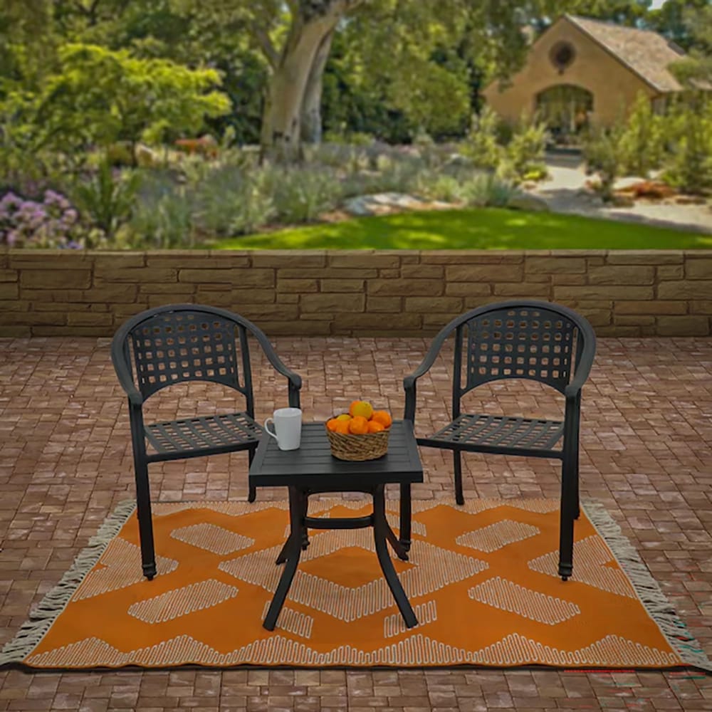 Hand Woven Polyester Indoor/Outdoor Rug, Papaya 5' x 7'