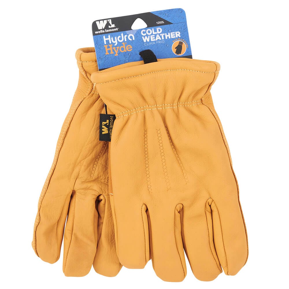 Wells Lamont HydraHyde Men's Cold Weather Insulated Leather Gloves, Large