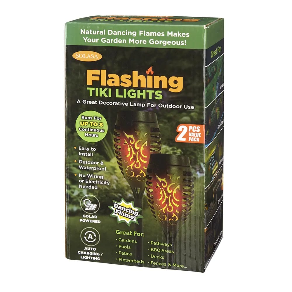 Solasa Flashing Tiki Lights, 2 pk