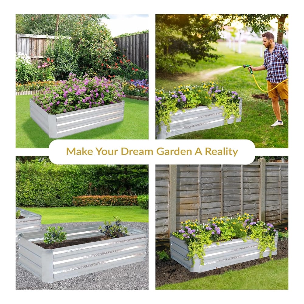 Sunnydaze 48" x 24" Galvanized Raised Garden Bed